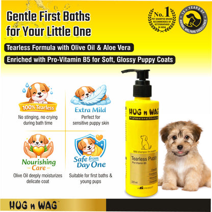 Ttk Hug n Wag Professional Tearless Puppy Shampoo with Pro Vitamin B5 — in use