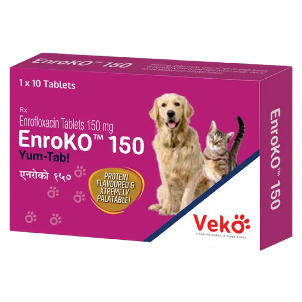 Veko Enroko Yum Tab 150Mg Tablet Dogs Cats Pack Of 10 Tablets