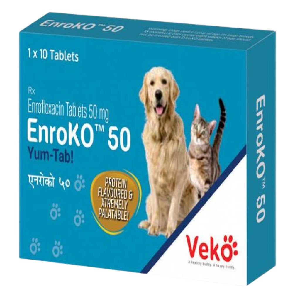 Veko Enroko Yum Tab 50Mg Tablet Dogs Cats Pack Of 10 Tablets