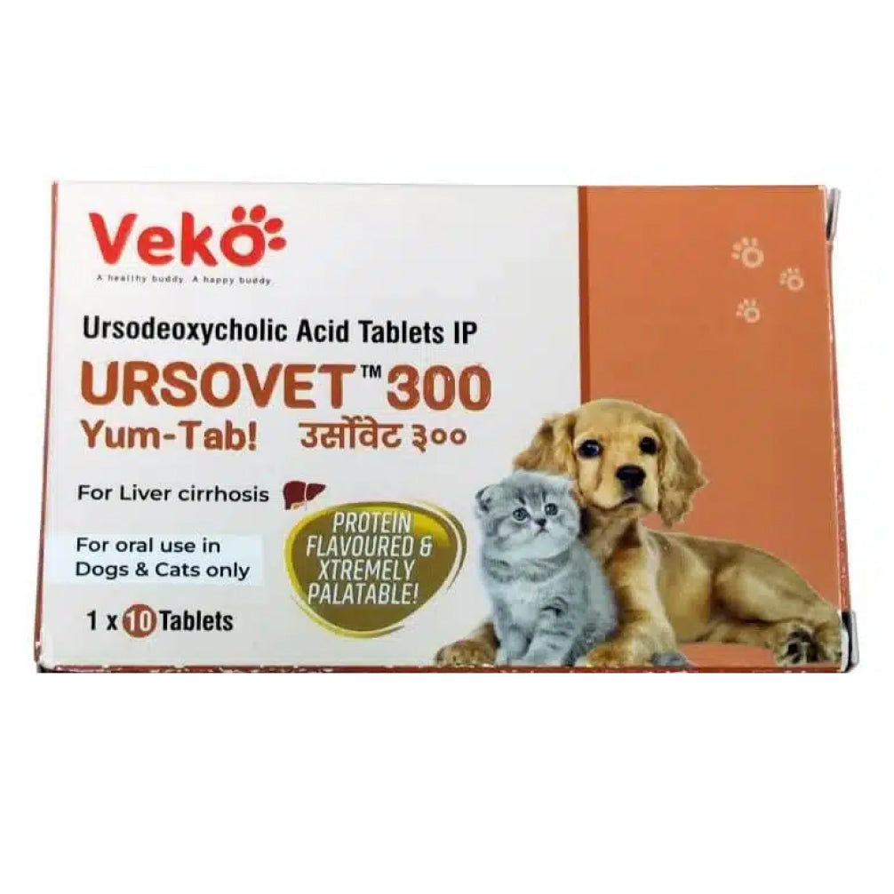 Veko Ursovet 300 (Ursodeoxycholic) Tablets for Dogs and Cats (pack of 10 tablets)