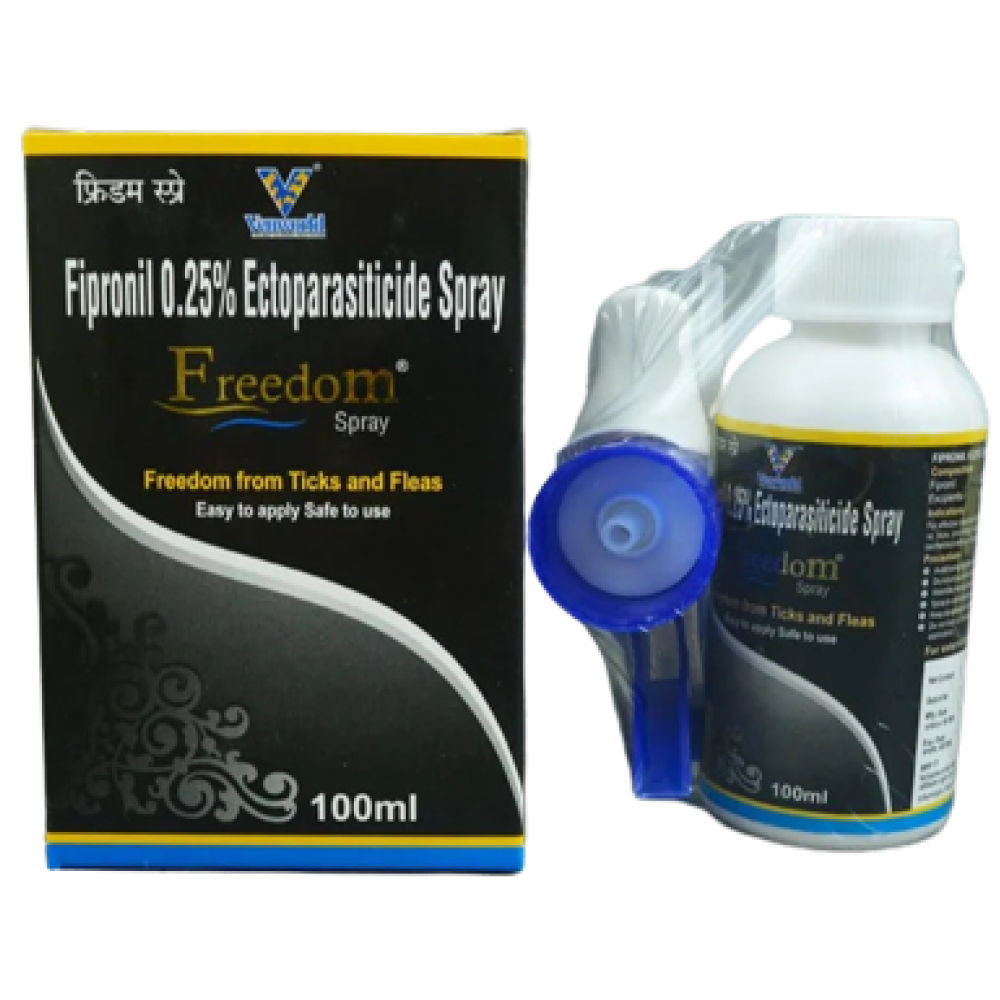 Venkys Freedom (Fipronil) Tick and Flea Control Spray for Dogs & Cats — side view