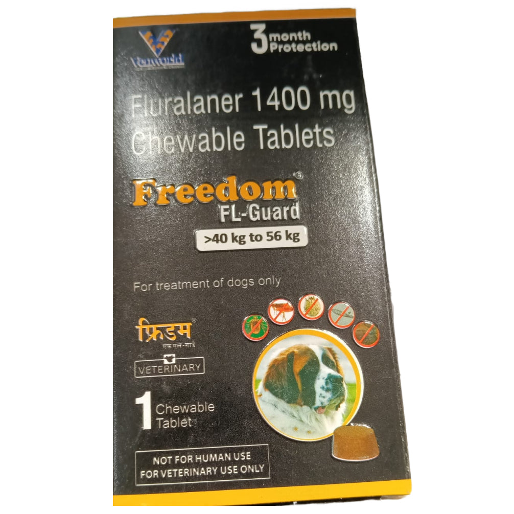Venkys Freedom Fl Guard Fluralaner 1400Mg Tablets For Dogs From 40 To 56Kg