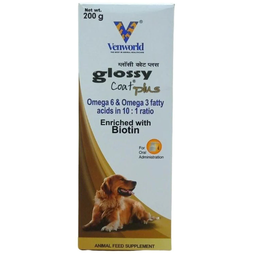 Venkys Glossycoat Plus Omega 3 + 6 Syrup for Dogs and Cats — side view