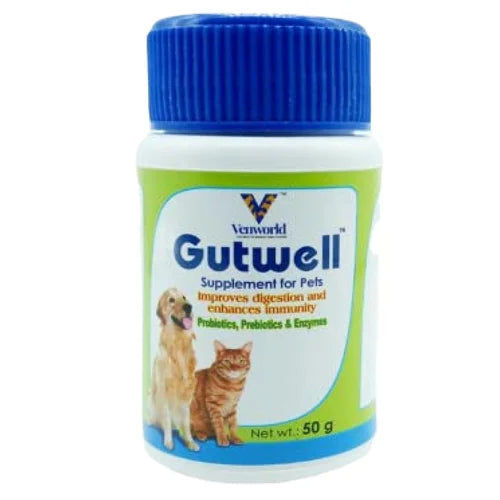 Venkys Gutwell Pre & Probiotics Gut Health Powder for Dogs and Cats — back view