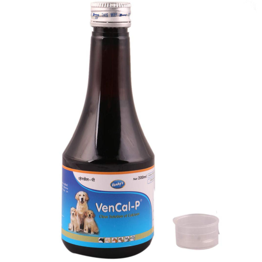 Venkys Vencal P Syrup Calcium Supplement for Dogs and Cats — side view