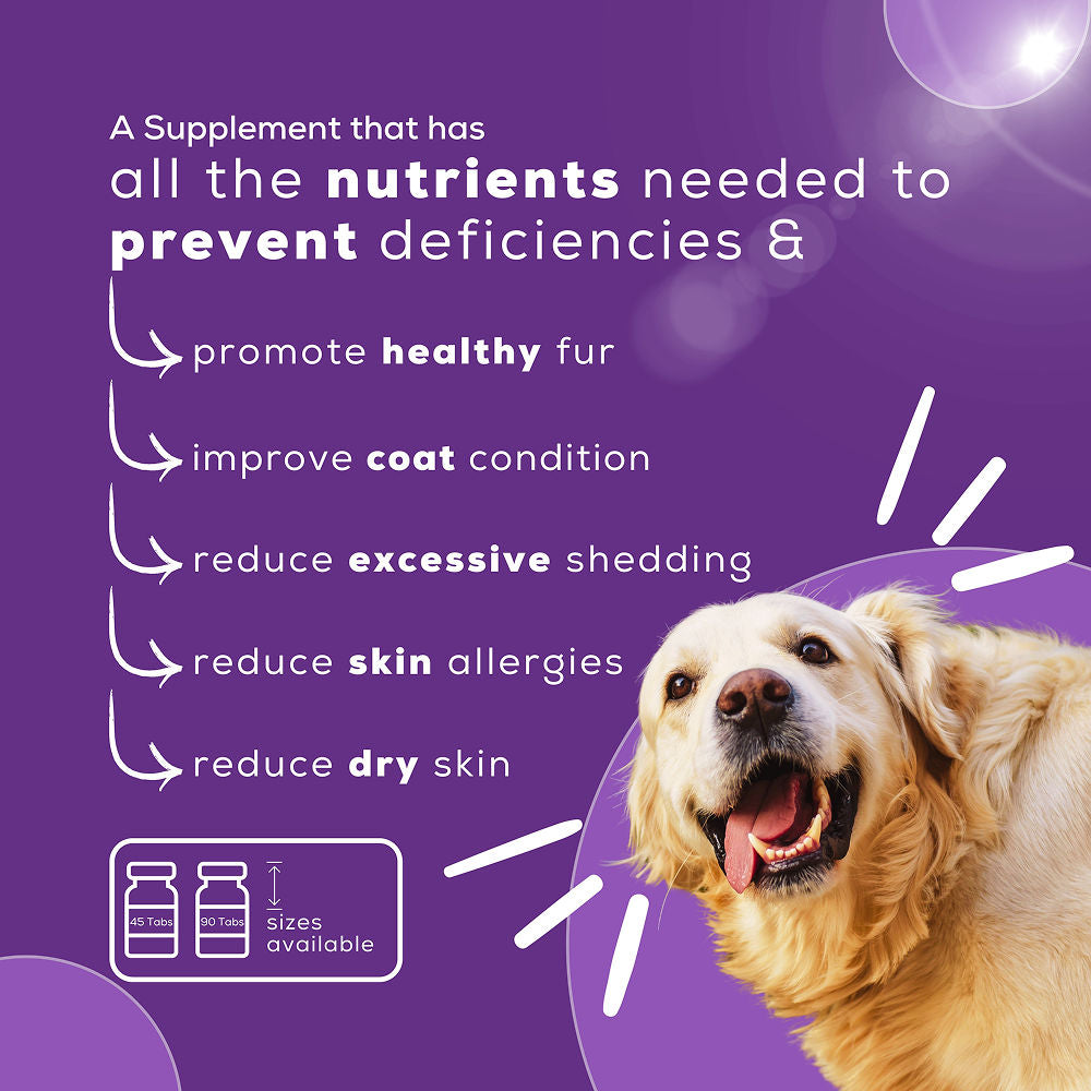 Venttura Fur Plus Chewable Skin & Coat Supplement Tablets for Dogs — back view