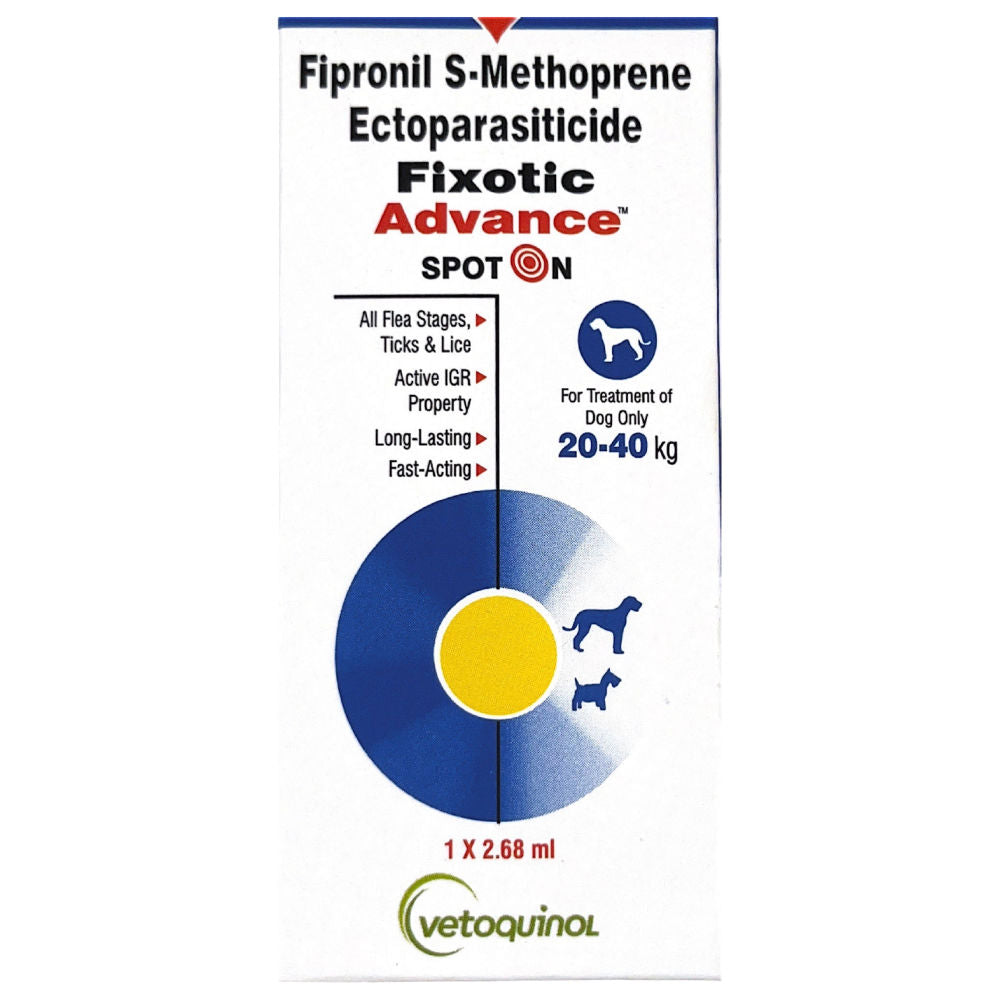 Vetoquinol Fixotic Advance (Fipronil) Tick & Flea Control Spot On for Dogs — back view
