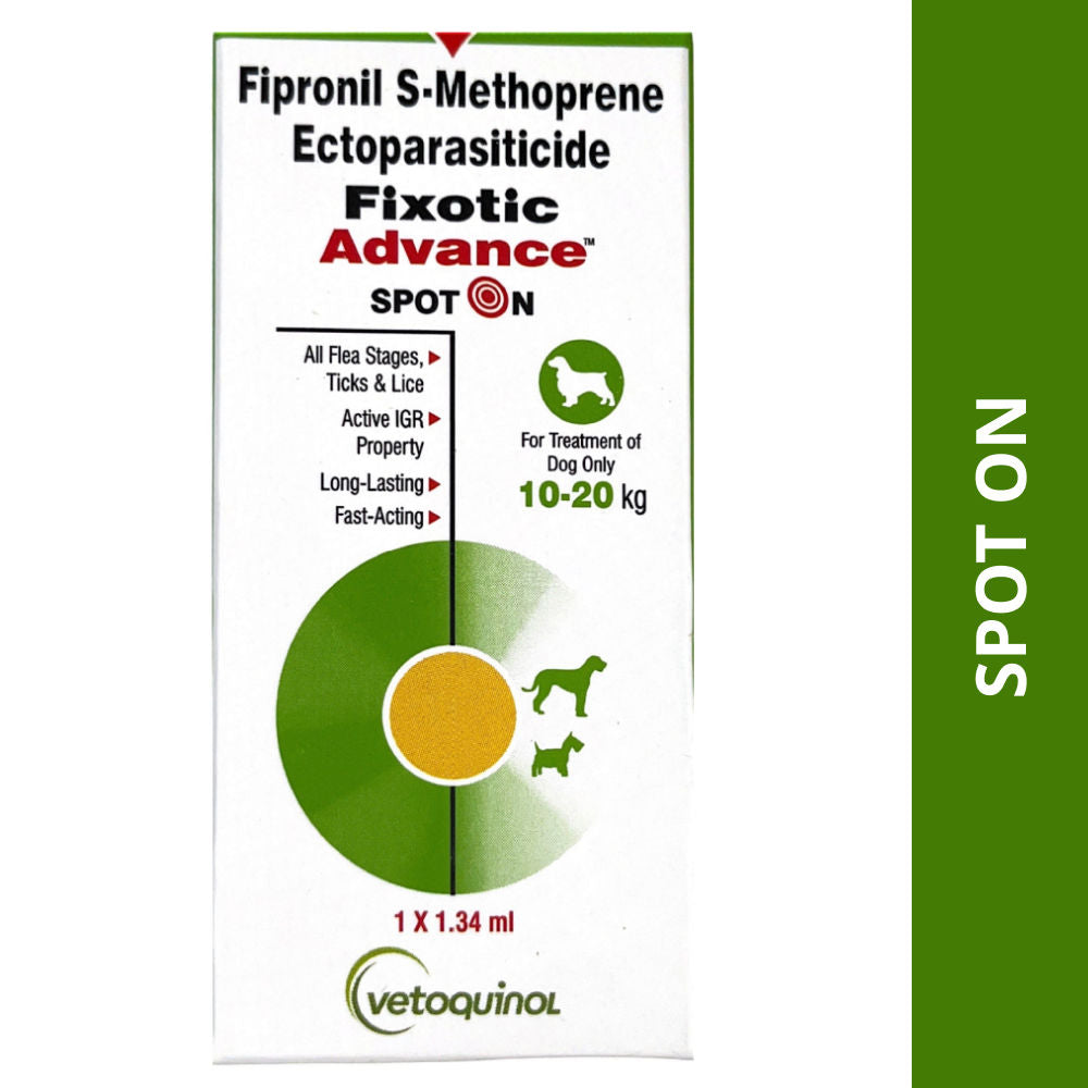 Vetoquinol Fixotic Advance (Fipronil) Tick & Flea Control Spot On for Dogs Upto 10kg