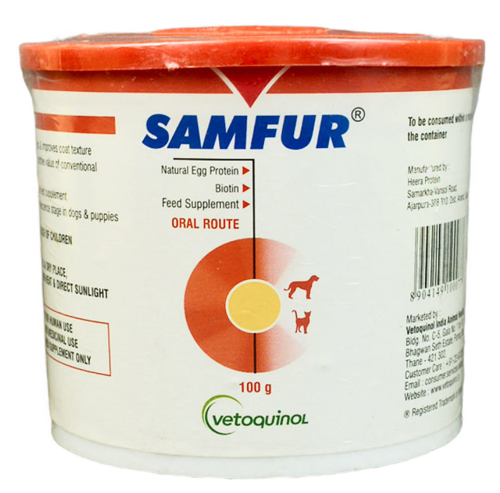 Vetoquinol Samfur Skin & Coat Supplement for Dogs and Cats — back view