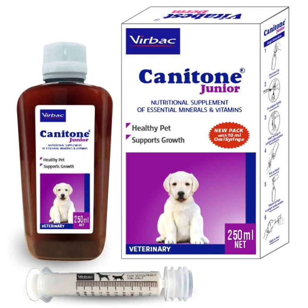 Virbac Canitone Junior Multivitamin Syrup for Dogs and Cats — side view