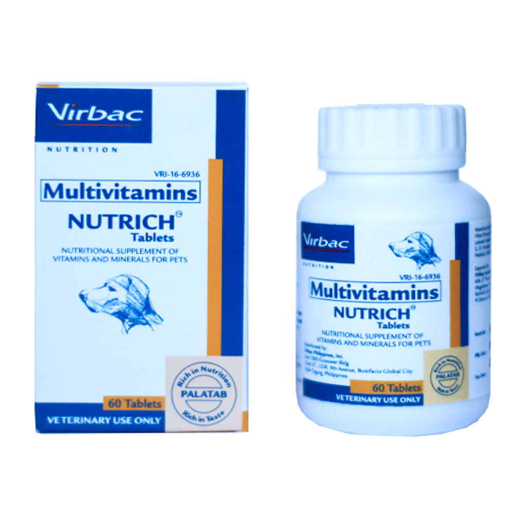 Virbac Nutrich Multi Vitamin Tablets for Dogs and Cats — back view