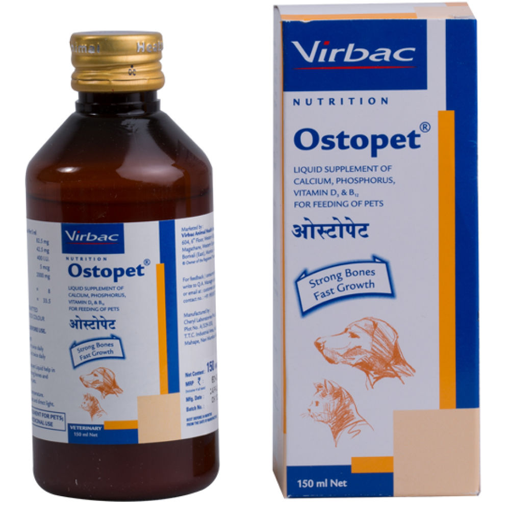Virbac Ostopet Calcium Supplement Syrup for Dogs and Cats — back view