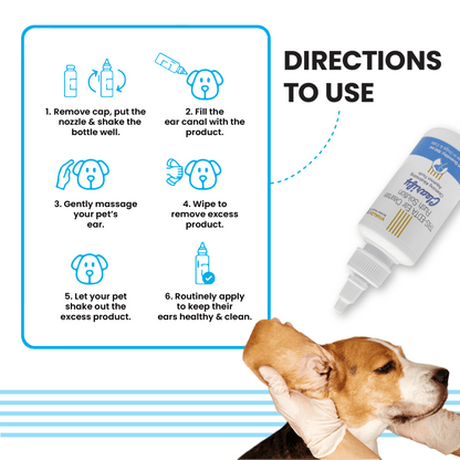 Vivaldis Clearify Ear Cleanser (Tris EDTA) for Dogs & Cats — in use
