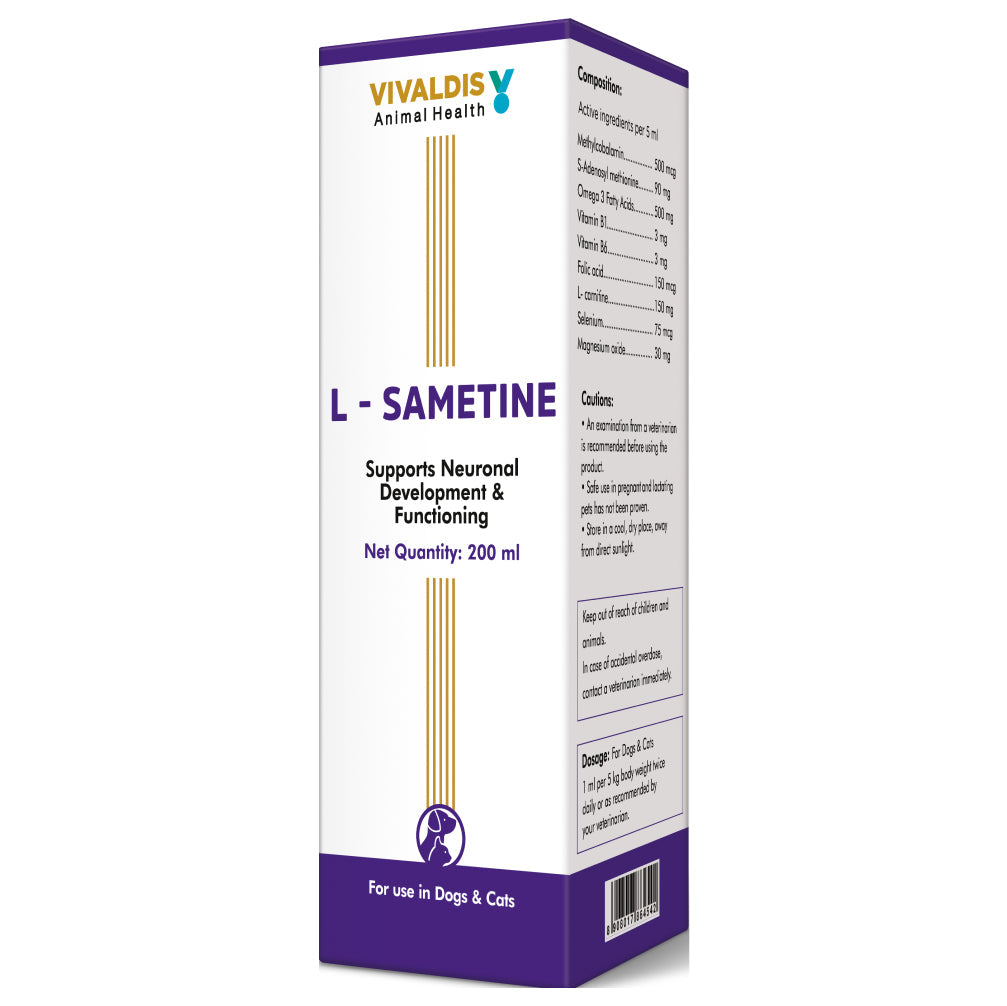 Vivaldis L Sametine Syrup for Dogs and Cats — back view