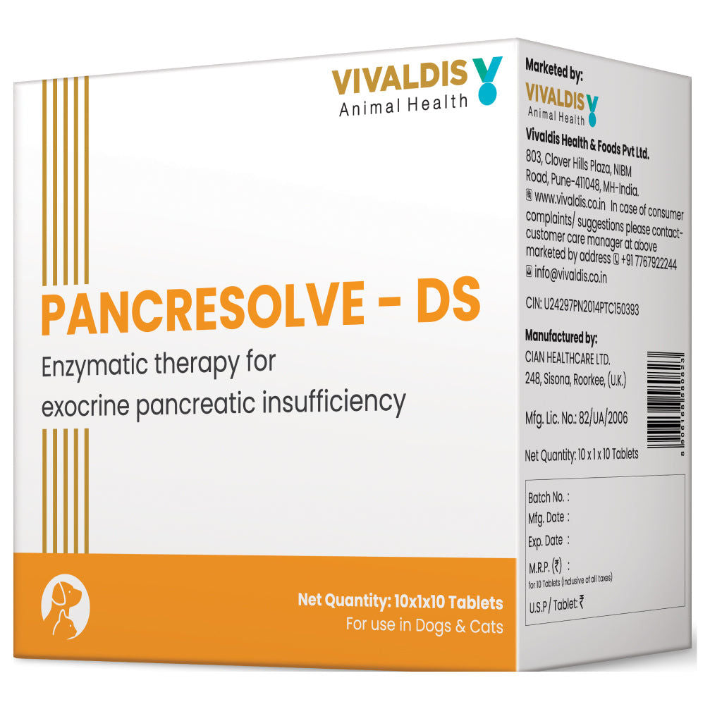 Vivaldis Pancresolve DS Tablets for Dogs and Cats — side view
