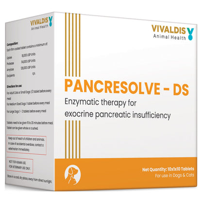 Vivaldis Pancresolve DS Tablets for Dogs and Cats — back view