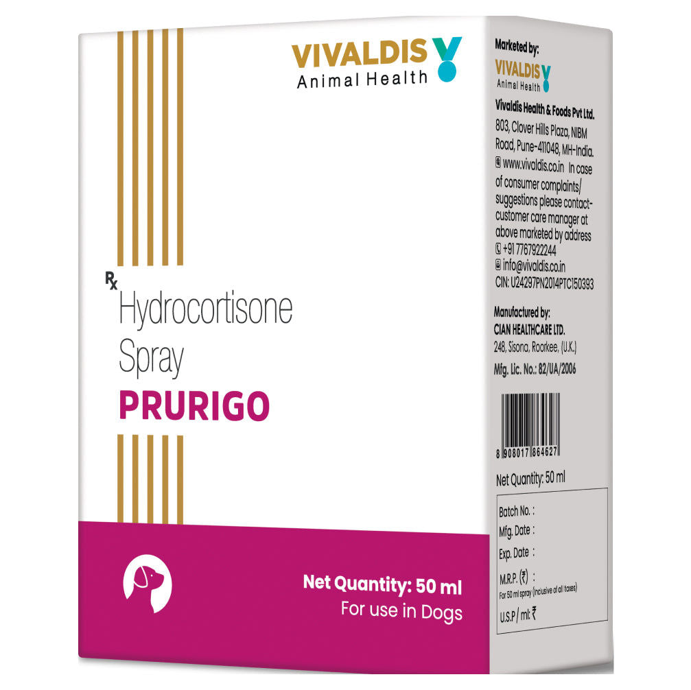 Vivaldis Prurigo (Hydrocortisone) Spray for Dogs & Cats — side view