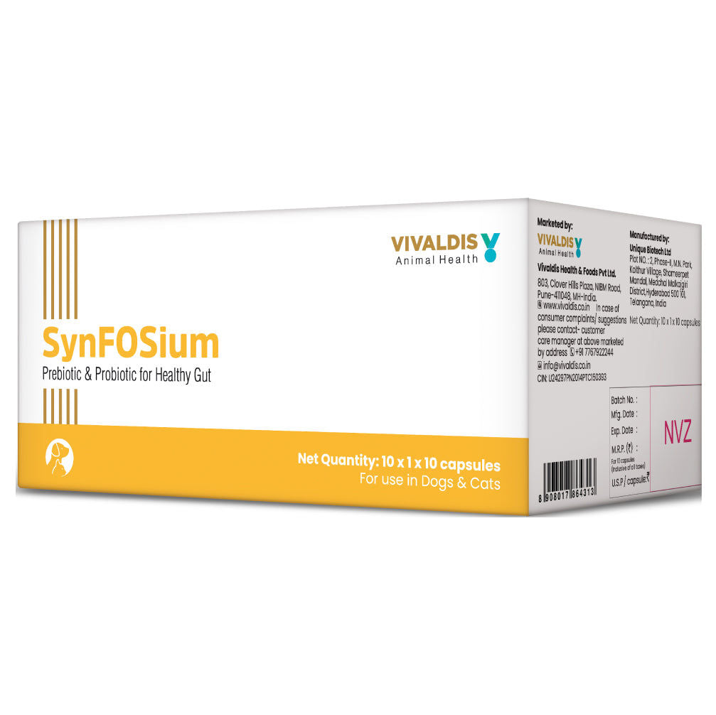 Vivaldis Synfosium Pre Probiotic Capsule for Dogs & Cats — back view