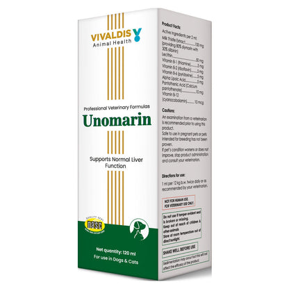 Vivaldis Unomarin Syrup for Dogs and Cats — back view