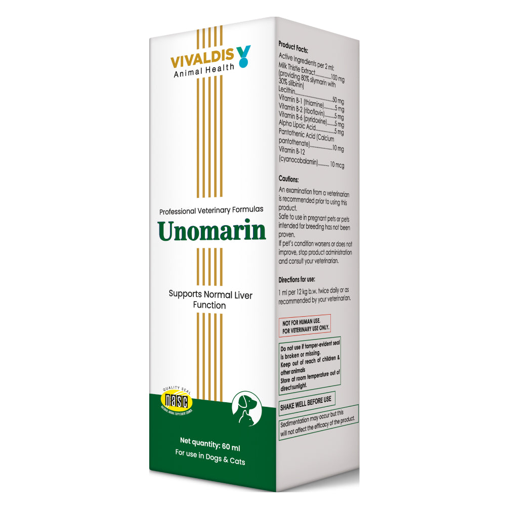 Vivaldis Unomarin Syrup for Dogs and Cats — detail shot