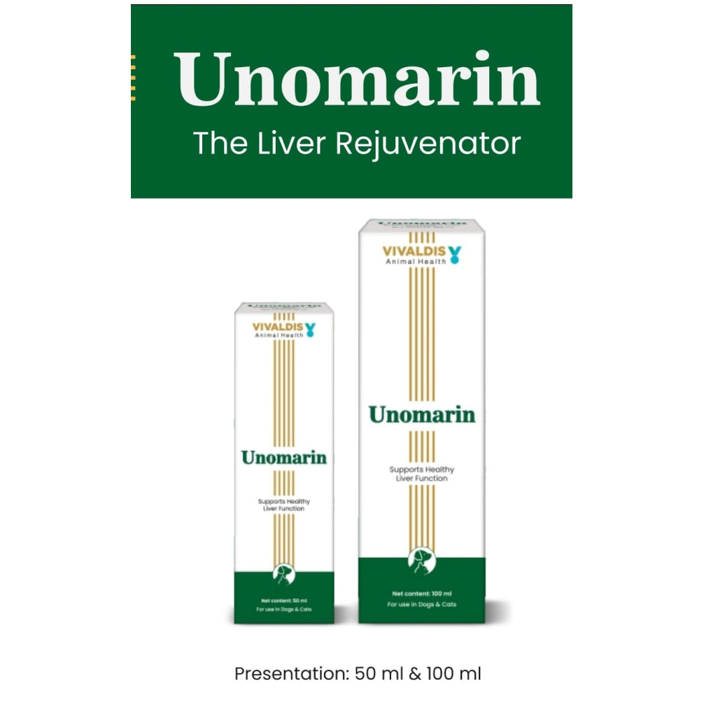 Vivaldis Unomarin Syrup Liver Rejuvenator for Dogs & Cats — back view