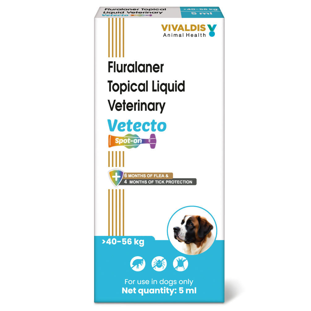 Vivaldis Vetecto Spot On (Fluralaner) Tick & Flea Protection for Dogs (40 to 56kg)