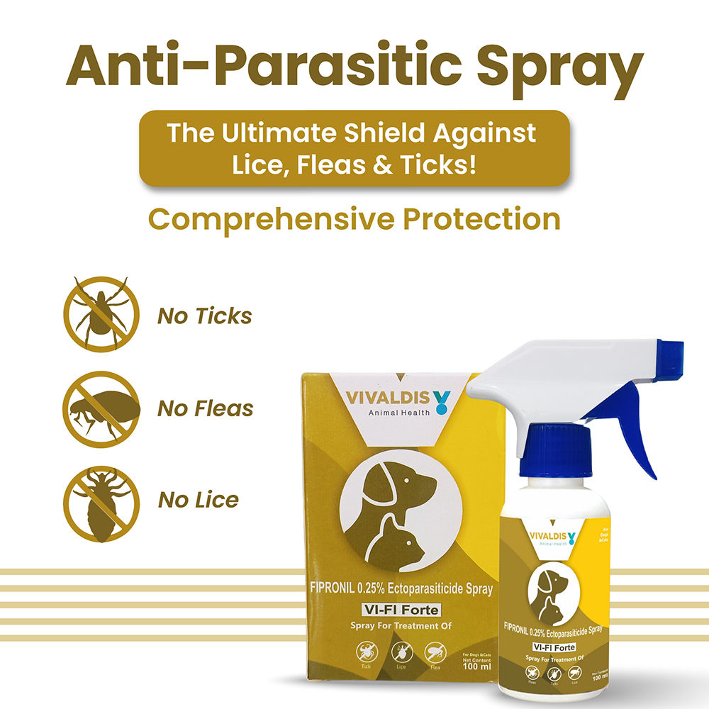 Vivaldis Vi-Fi Forte Spray (Fipronil) Tick & Flea Control for Dogs & Cats — side view