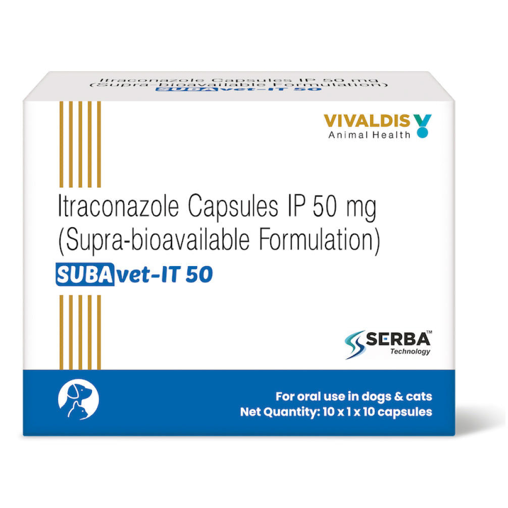 Vivaldis SUBAvet IT 50 (Itraconazole) for Dogs & Cats — side view