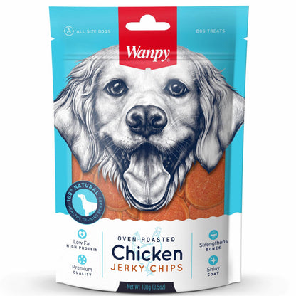 Wanpy Oven Roasted Chicken Jerky Chips Dog Treats — back view