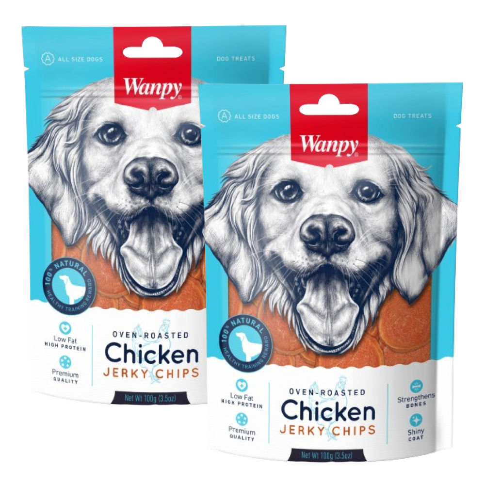 Wanpy Oven Roasted Chicken Jerky Chips Dog Treats — side view
