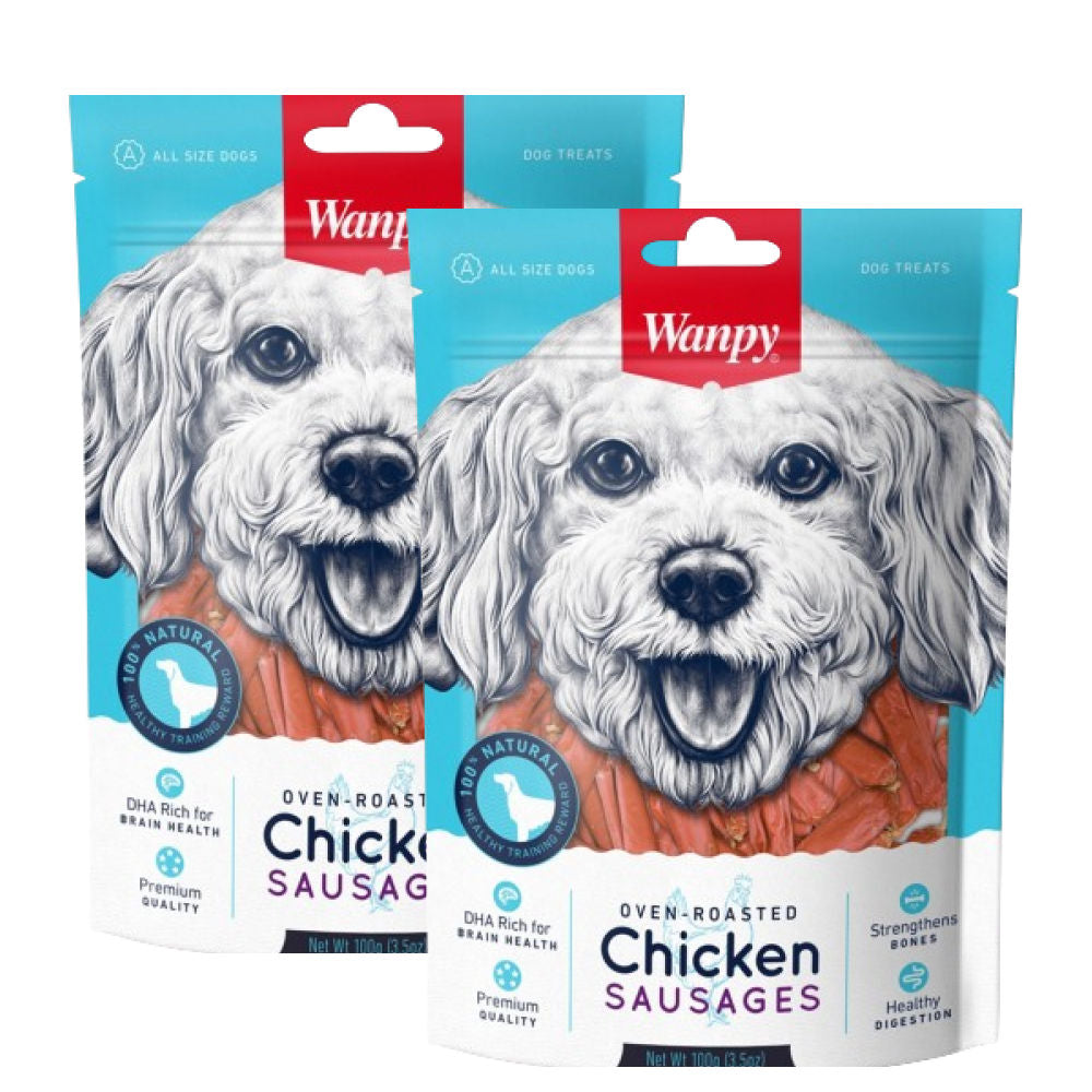 Wanpy Oven Roasted Chicken Sausages Dog Treats — side view