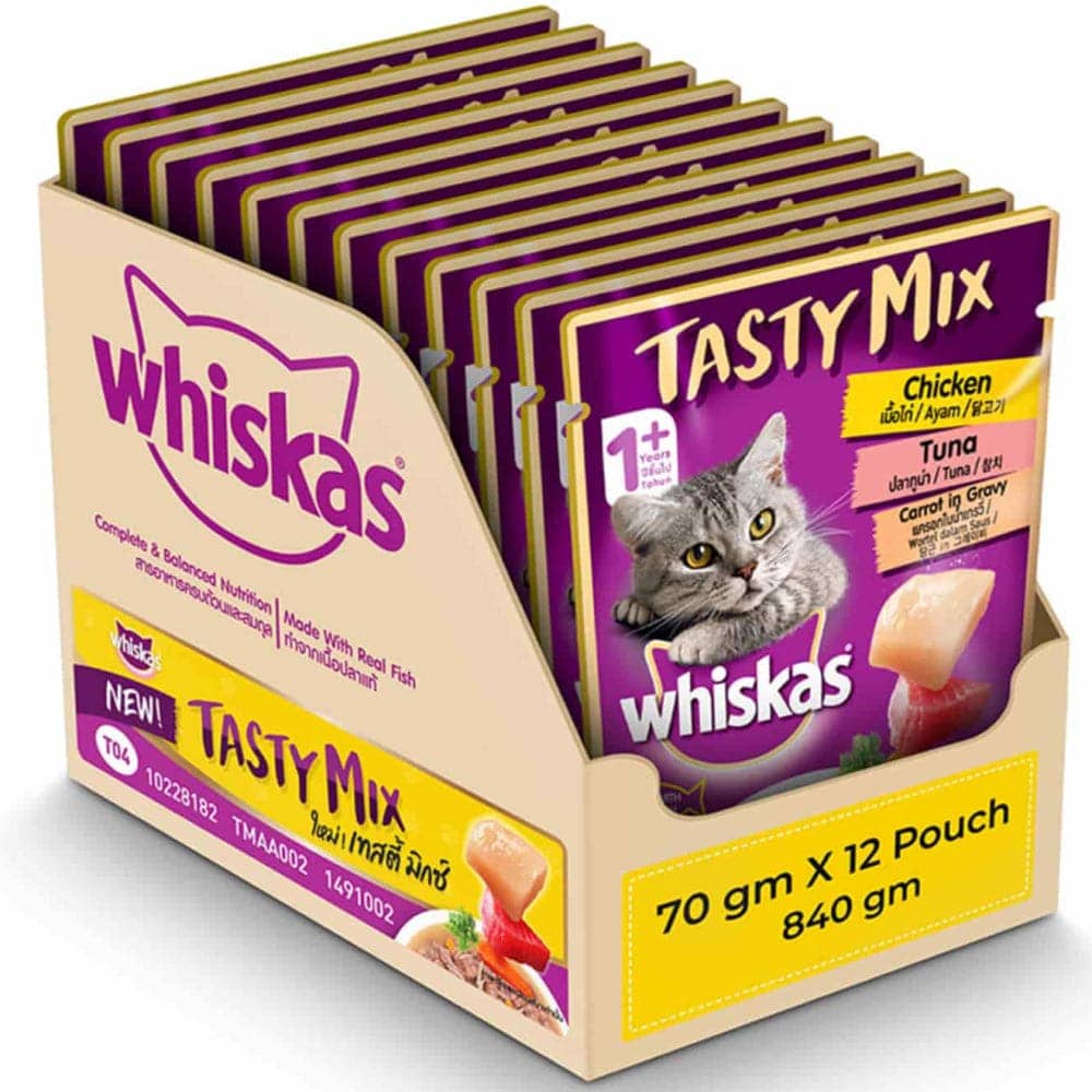 whiskas-chicken-with-tuna-and-carrot-in-gravy-tasty-mix-adult-cat-wet-food 12x70g
