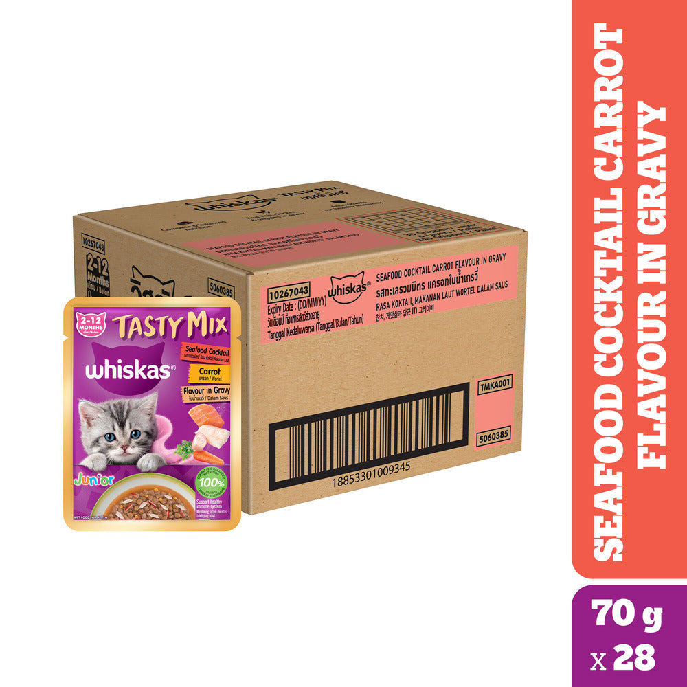 Whiskas Tasty Mix Seafood Cocktail Carrot Gravy Kitten Cat Wet Food — image 6