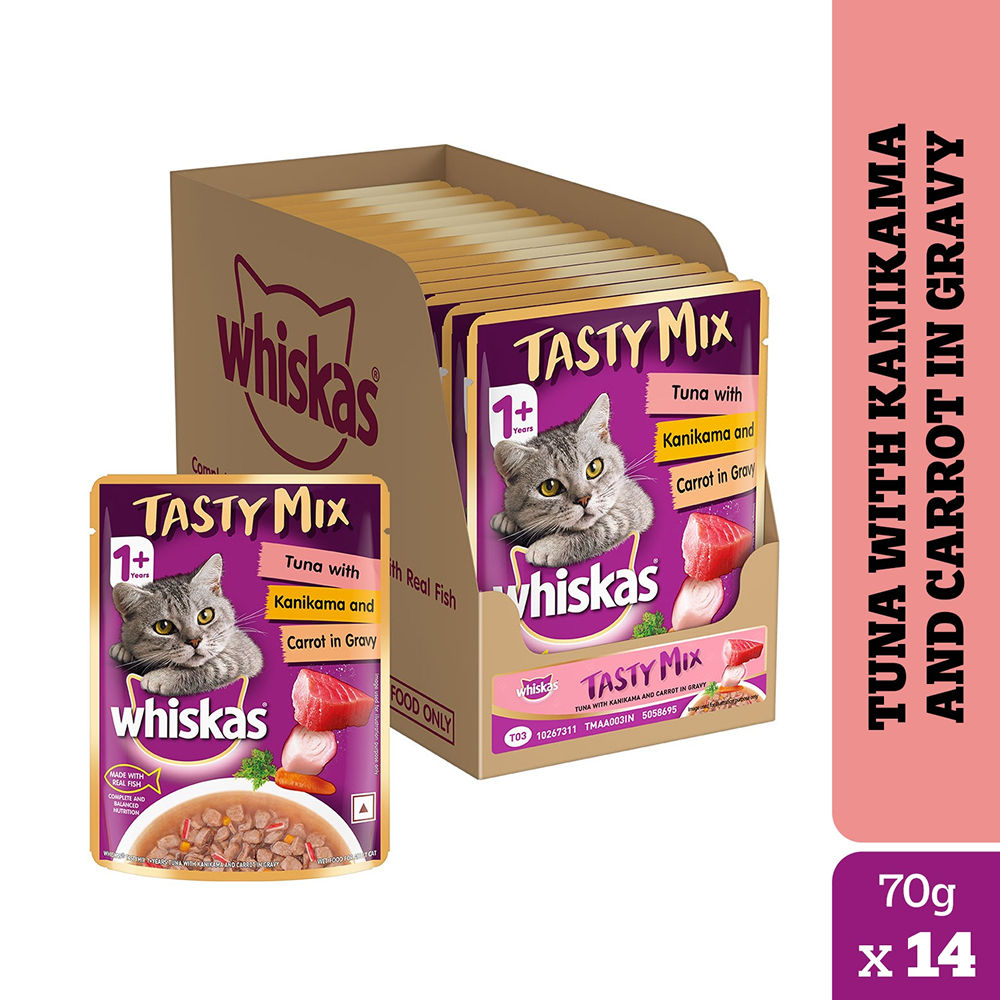 whiskas-tuna-with-kanikama-and-carrot-in-gravy-tasty-mix-adult-cat-wet-food 14x70g