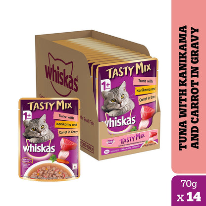 whiskas-tuna-with-kanikama-and-carrot-in-gravy-tasty-mix-adult-cat-wet-food 14x70g