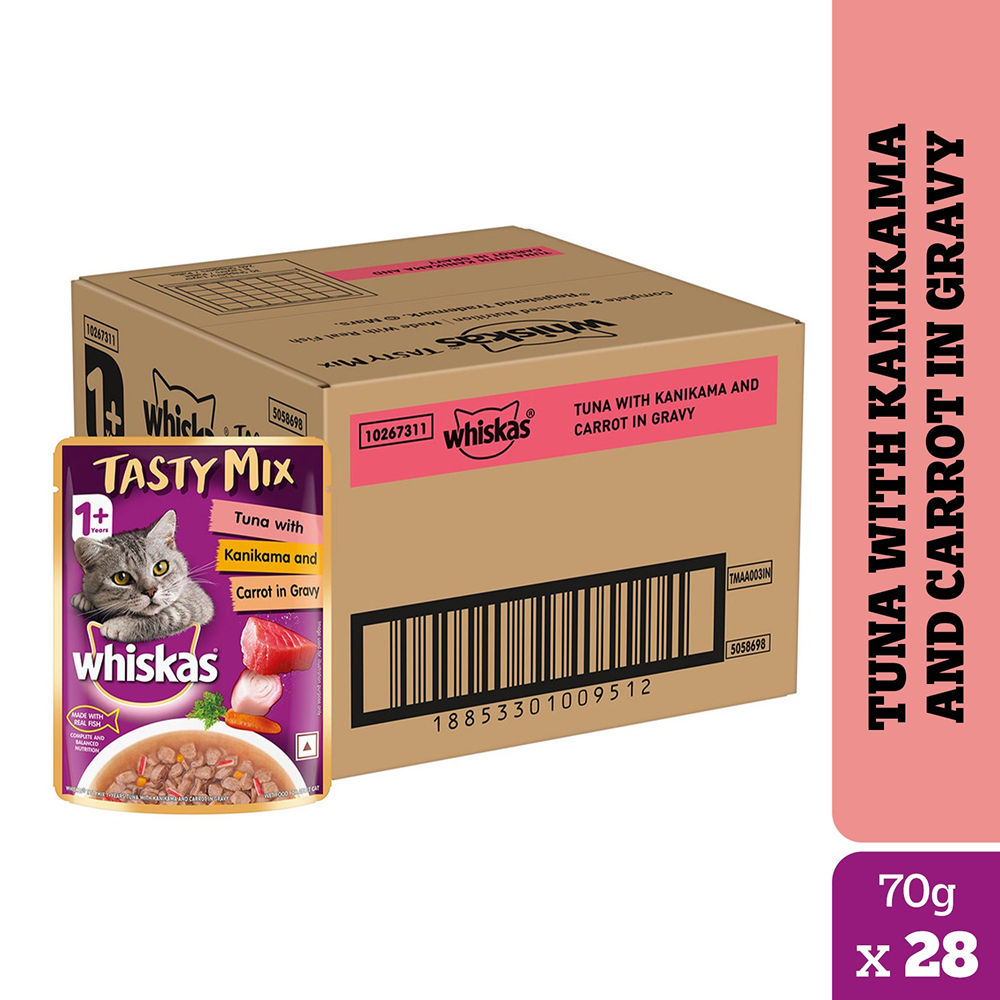 whiskas-tuna-with-kanikama-and-carrot-in-gravy-tasty-mix-adult-cat-wet-food 28x70g