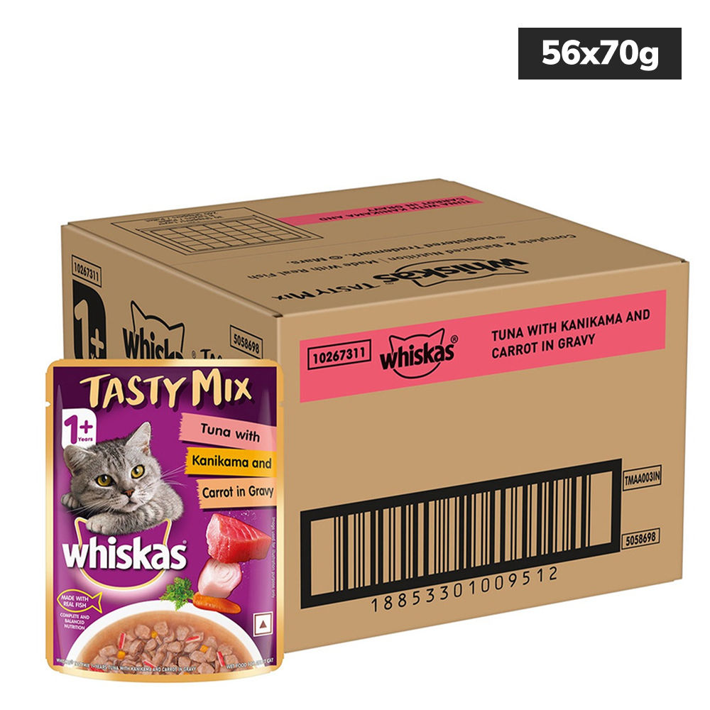 whiskas-tuna-with-kanikama-and-carrot-in-gravy-tasty-mix-adult-cat-wet-food 56x70g