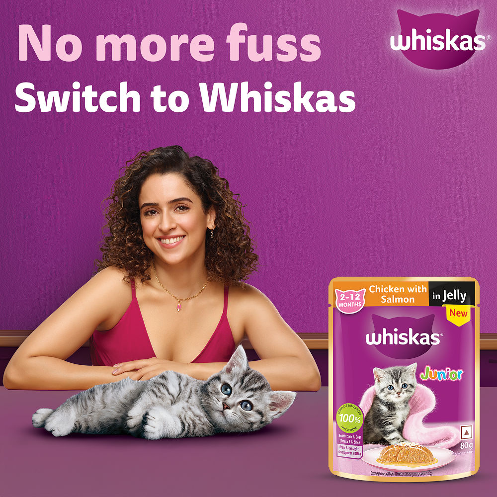Whiskas Chicken with Salmon in Jelly Kitten (2-12 Months) Cat Wet Food — side view