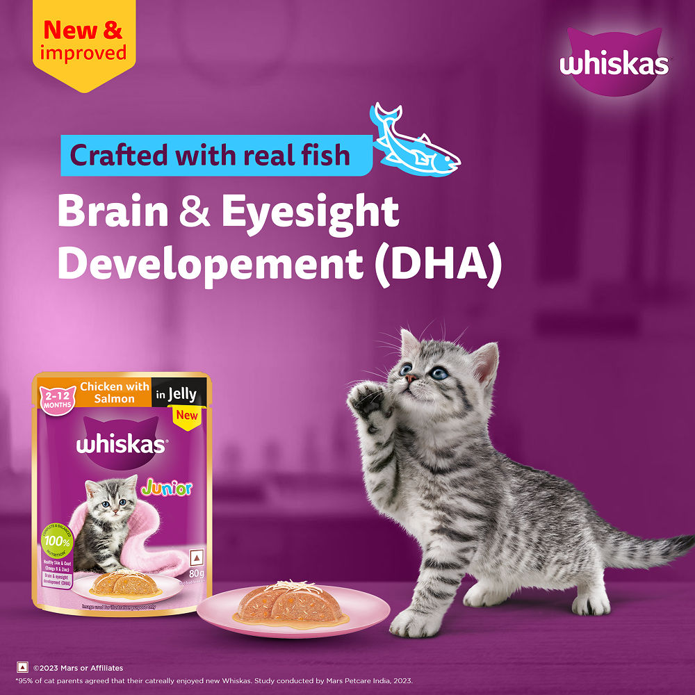 Whiskas Chicken with Salmon in Jelly Kitten (2-12 Months) Cat Wet Food — back view