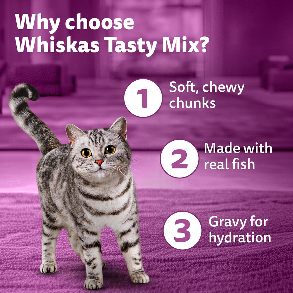 Whiskas Chicken With Tuna And Carrot in Gravy Tasty Mix Adult Cat Wet Food — detail shot