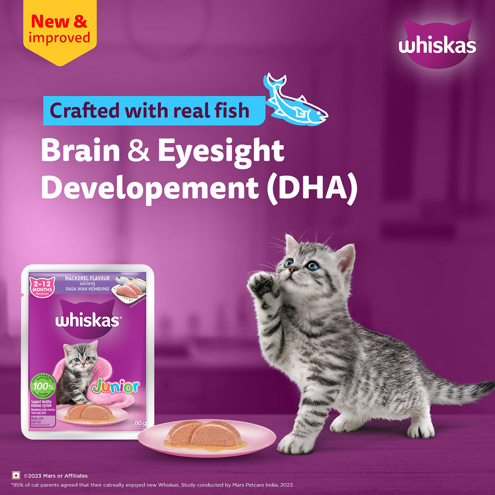 Whiskas Junior Mackerel Flavour Kitten (2-12 months) Cat Wet Food — detail shot