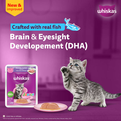 Whiskas Junior Mackerel Flavour Kitten (2-12 months) Cat Wet Food — detail shot
