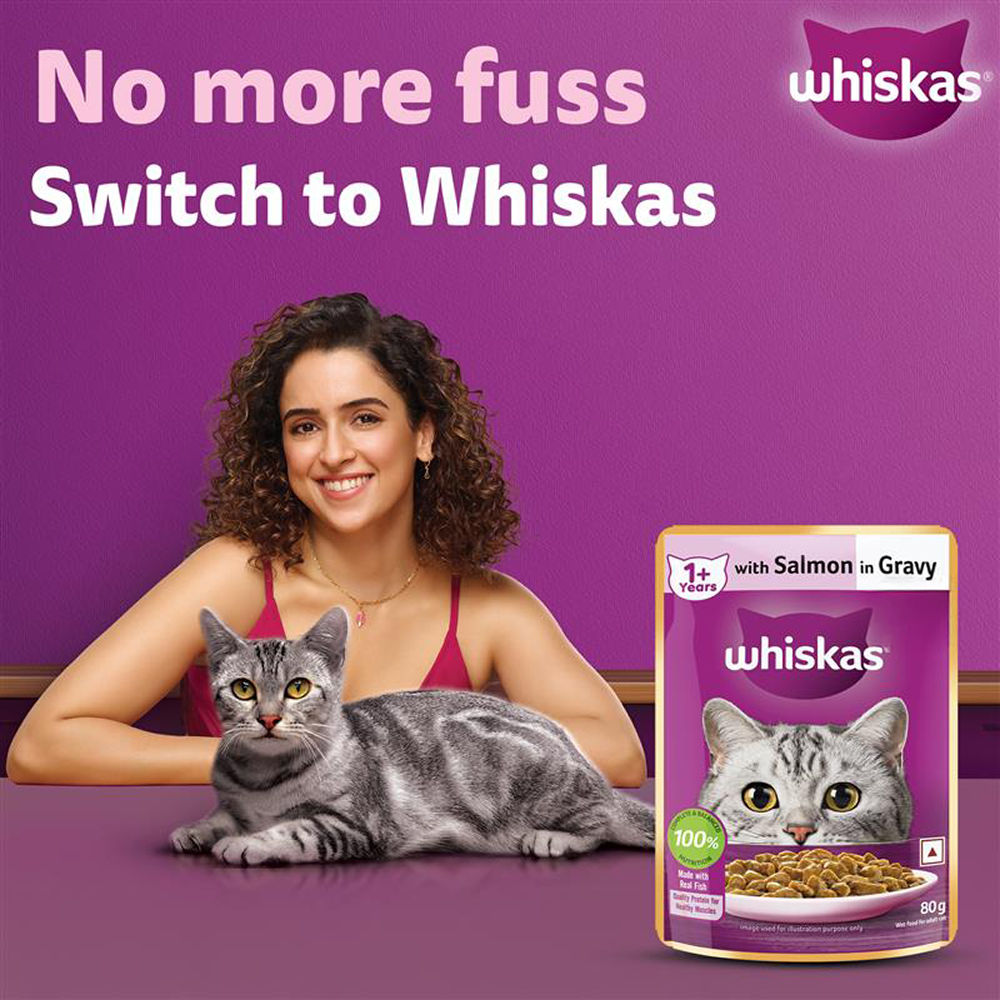 Whiskas Salmon in Gravy Meal Adult Cat Wet Food — side view