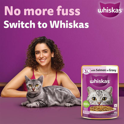 Whiskas Salmon in Gravy Meal Adult Cat Wet Food — side view