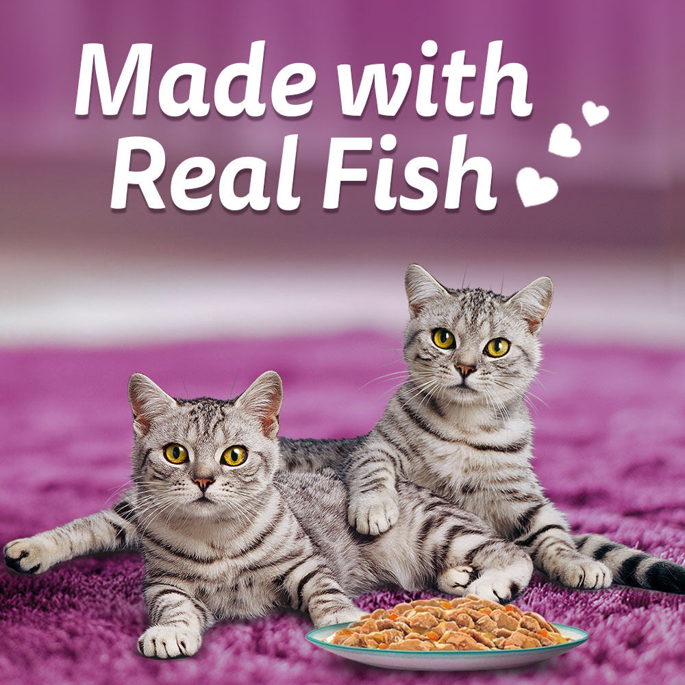 Whiskas Seafood Cocktail With Wakame Seaweed in Gravy Tasty Mix Adult Cat Wet Food — back view