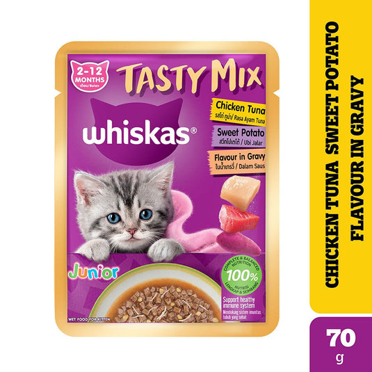 Whiskas Tasty Mix Chicken Tuna With Sweet Potato Kitten Cat Wet Food
