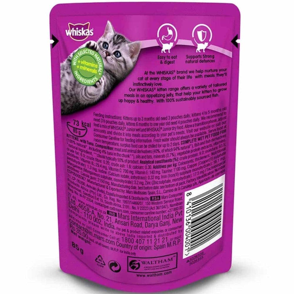 Whiskas Tuna in Jelly Kitten Cat Wet Food — back view