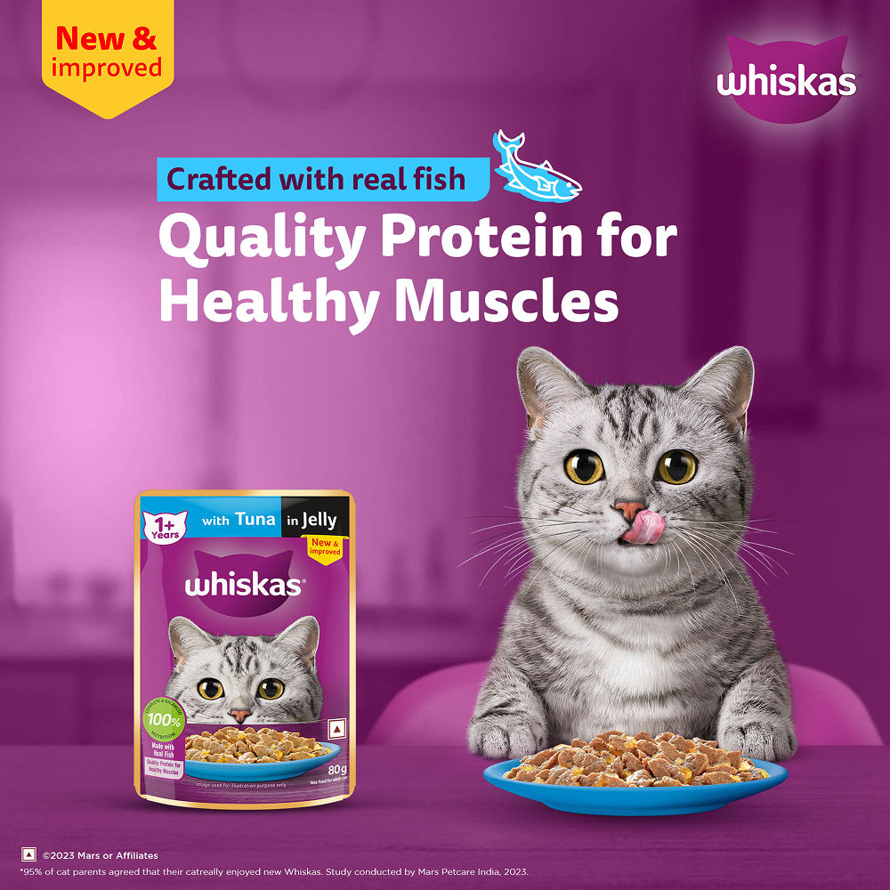 Whiskas Tuna in Jelly Meal Adult Cat Wet Food — in use