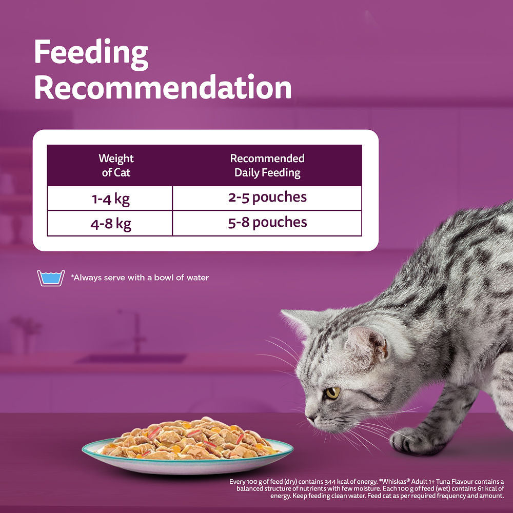 Whiskas Tuna with Kanikama And Carrot in Gravy Tasty Mix Adult Cat Wet Food — in use