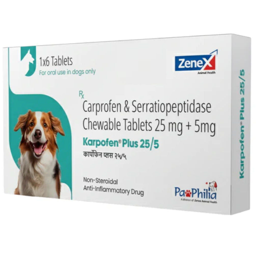 Zenex Karpofen Plus 25 5Mg Tablets Carprofen Serratiopeptidase For Dogs